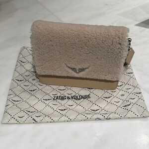 Zadig & Voltaire Beige Shearling Crossbody Bag